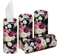 tishoo Hyaluronic Acid-Infused 4-ply Ultra Luxury Tissues | for Car Cup Holders, Home & Travel | 4 Tubes in Plastic-Free Packaging | Purple/Floral