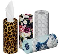 tishoo Hyaluronic Acid-Infused 4-ply Ultra Luxury Tissues | for Car Cup Holders, Home & Travel | 4 Tubes in Plastic-Free Packaging | Mixed/Soho