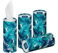tishoo Hyaluronic Acid-Infused Luxury 4-Ply Tissues | 4 Tubes, Leaves | Indulgent ultra soft tissues for car cup holders, home & travel. Gentle on skin, gorgeous & giftable | 40 sheets each