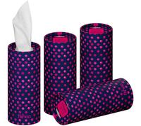 tishoo Hyaluronic Acid-Infused Luxury 4-Ply Tissues | 4 Tubes, Polka Dot | Indulgent ultra soft tissues for car cup holders, home & travel. Gentle on skin, gorgeous & giftable | 40 sheets each