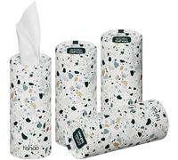 tishoo Hyaluronic Acid-Infused Luxury 4-Ply Tissues | 4 Tubes, Terrazzo | Indulgent ultra soft tissues for car cup holders, home & travel. Gentle on skin, gorgeous & giftable | 40 sheets each