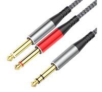 Tisino 1/4 inch TRS Stereo Splitter Y Cable-3.3 Feet, 1/4 inch Stereo to Dual 6.35mm TS Mono Insert Y-Splitter TRS 1/4" Breakout Patch Cable for Amplifiers, Mixers