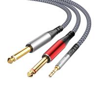 Tisino 3.5mm mini Jack to Jack 6.35mm Stereo Cable, 1m | 3.5mm TRS to Dual 1/4" 6.35mm inch TS Mono Audio Breakout Cord for Phone, CD & MP3 Players, Speakers & Amps