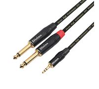 TISINO 3.5mm Mini Stereo Jack to Dual 6.35mm TS Mono Plug Y-Splitter Cable Stereo Breakout Cord Lead - 1m