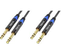 Tisino 6.35mm Jack TRS Cable, Nylon Braid Heavy Duty Balanced 1/4" Stereo Jack to Jack TRS Lead Audio Cord- 1m (Pack of 2)