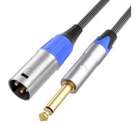 Tisino 6.35mm Jack TS to XLR Male Cable, Nylon Braid Quarter inch 1/4" Mono to XLR Unbalanced Interconnect Lead - 3m