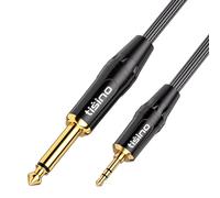 TISINO 6.3mm Jack TS Mono to 3.5mm TRS Mini Stereo Jack Interconnect Cable (Mono to Stereo)- 1m