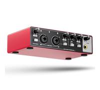 TISINO Audio Interface 2i2-24Bit/192kHz, USB Audio Interface for Recording, Songwriting, Streaming and Podcasting, Plug & Play Studio Interface with 48V Phantom Power, PC/Mac/iOS Compatible,RED