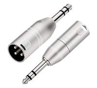 Tisino Jack to XLR Adapter, Balanced Quarter Inch 6.35mm Male to XLR Male Adapters - 2 Pack