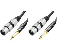 Tisino Microphone Lead XLR to Jack, Female XLR to 6.35mm Jack Mono Mic Lead Mic Cable for Dynamic Microphone - 2m (Pack of 2)