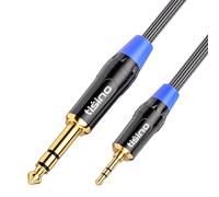 Tisino Mini Jack to Jack Stereo Audio Cable, Nylon Braid 3.5mm to 6.35mm TRS Stereo Jack Cable Interconnect Patch Lead Cord for Guitar, Laptop, Speaker, Amplifiers - 2m