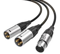 Tisino TSN9506 XLR Splitter Cable, 1 XLR Female to 2 XLR Male Patch Y Cable Balanced Microphone Splitter Cord Audio Adaptor - 1 feet