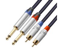 Tisino Twin 6.35mm Jack to Phono Stereo Interconnect Lead Patch Cable, 1m