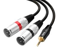 Tisino Twin xlr to 3.5mm Mini Jack Stereo Breakout Lead Y-Cable - 3m | 1/8"(3.5mm) Mini Jack to Dual XLR Male Stereo Y-Splitter Cable for Mixer Studio Podcast, Gold-Plated Shielded OFC