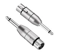 Tisino XLR to Jack Mono Adapter, Unbalanced Female XLR to Quarter Inch 6.35mm TS Male Adapters - 2 Pack