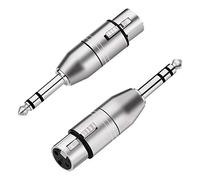 Tisino XLR to Jack TRS Adapter, Balanced Female XLR to Quarter Inch 6.35mm Male Adapters - 2 Pack