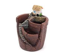 TiSkying Creative Succulent Plants Pot, Fairy Garden Resin Flower Pots Sweet House DIY Garden Decoration, Brown, 13*10*10cm