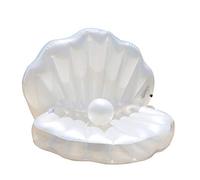 TiSkying Inflatable Seashell Pool Float, Giant Clam Shell Pool Floating Bed with Pearl Ball Summer Beach Party Pool Raft Lounge for Adults, Pearl White, 160*130*130cm