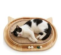 Tismucel Wooden Interactive Cat Scratcher Toy with Ball Track, Sisal Scratch Pad for Indoor Cats, Kitten Toys for Chasing Hunting Mental Physical Exercise(17.4in*12.99in)