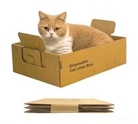 Tisoloow 3 PCS Disposable Litter Boxes for Cats Portable Waterproof Travel Litter Box for Cats Foldable Cardboard Cat Litter Box for Travel Leak Resistant 17.2'' x 12.2'' x 5.3''