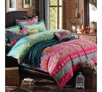 TISPLR Boho King Size Comforter Set Soft Chic 3 Pieces Bedding Queen Comforter Set Lightweight Exotic Red Teal Bohemian Mandala Colorful Vintage Comforter Bed Set for All Seasons (King, Boho)