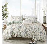 TISPLR Floral Comforter Set Queen Soft Bedding Comforter Set 3 Pieces Garden Style Green Red Flower Print Botanical Flowers Comforter Set for All Seasons 1 Comforter and 2 Pillowcases (Floral, Queen)