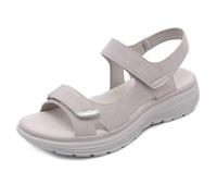 Tisselix Sandals, ErgoLiva Orthopedic Women's Sandals for Pain Relief, Lightweight Velcro Beach Sandal (Gray, Adult, Women, 6, Numeric, UK Footwear Size System, Medium)