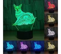 Tissen 3D Animal Fox Night Light 7 Colors Mood Lamp Touch Switch USB Table Desk LED Light Present Kids Home Party Birthday Gift
