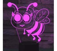 Tissen 3D Bee Night Light 7 Colors Mood Light Touch Switch USB Table Desk LED Light Present Kids Home Party Birthday Gift