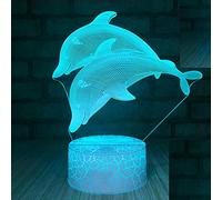 Tissen 3D Dolphin Fish Night Light 7 Colors Mood Light Touch Switch USB Table Desk LED Decoration Children Kids Home Party Birthday Gift Toy