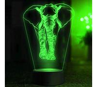 Tissen 3D Elephant Animal Night Light 7 Colors Mood Light Touch Switch USB Table Desk LED Light Present Kids Home Party Birthday Gift