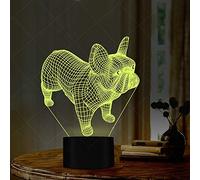 Tissen 3D French Bulldog Dog Night Light 7 Colors Mood Lamp Touch USB Table Desk LED Decoration Children Present Kids Home Party Birthday Gift Toys