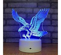 Tissen 3D Owl Eagle Night Light 7 Colors Mood Lamp Touch Switch USB Table Desk LED Light Present Kids Home Party Birthday Gift