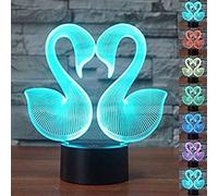 Tissen 3D Swan Night Light 7 Colors Mood Light Touch Switch USB Table Desk LED Light Present Kids Home Party Birthday Gift