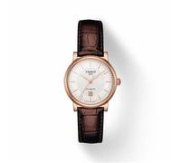Tissot Carson Premium Automatic Lady Women's Watch - Silver Dial, Rose Gold Pvd Case, Brown Leather Strap