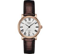 Tissot Carson Premium Automatic Lady Women's Watch - Silver Dial, Rose Gold Pvd Case, Brown Leather Strap