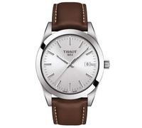 Tissot Gentleman Silver Dial Brown Leather Strap Watch For Men - T127.410.16.031
