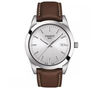 Tissot Gentleman T127.410.16.031.01 Men's Watch - 40mm Silver Dial Brown Leather Strap