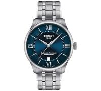 Tissot T1398071104800 Men's Chemin des Tourelles Date Automatic Bracelet Strap Watch, Silver/Blue
