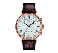 Tissot Mens Carson Premium Chronograph 316L Stainless Steel case with Rose Gold PVD Coating Swiss Quartz Watch, Brown, Leather, 20 (T1224173603300), Brown, Quartz Watch