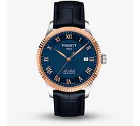 Tissot Mens Le Locle 18k Rose Gold Blue Leather Strap Watch T932.408.46.043.00
