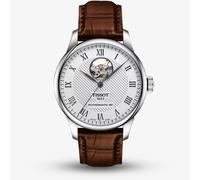 Tissot Mens Le Locle Open Heart Silver Dial Brown Leather Strap Watch T006.407.16.033.01
