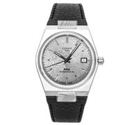 Tissot PRX 38mm Marble Stainless Steel & Black Leather Strap Watch