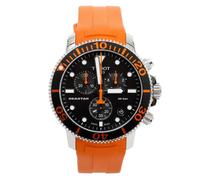 Tissot Seastar 1000 Chronograph T120.417.17.051.01 Men's Watch - 45.5mm Black Dial Orange Rubber Strap