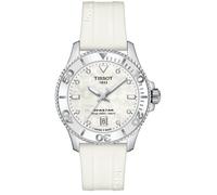 Tissot Seastar 1000 Mother of Pearl White Dial White Rubber Strap Watch for Wome