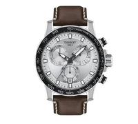 Tissot Supersport Chrono T125.617.16.031.00 Men's Watch - 45.5mm Silver Dial Brown Leather Strap