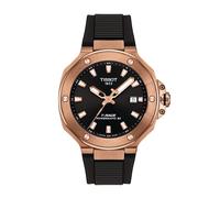 Tissot T-Race Powermatic 80 41mm Rose Gold Tone & Black Rubber Strap Watch