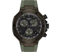 Tissot T-Race Quartz Chronograph 45mm Black PVD Green Strap Men's Watch T141.417.37.061.02