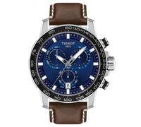 Tissot T125.617.16.041.00 Supersport Chrono Blue Dial Brown Leather Strap Watch For Men