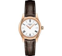 Tissot Tradition 5.5 Lady's Watch - White Dial, Rose Gold Pvd Case, Brown Leather Strap